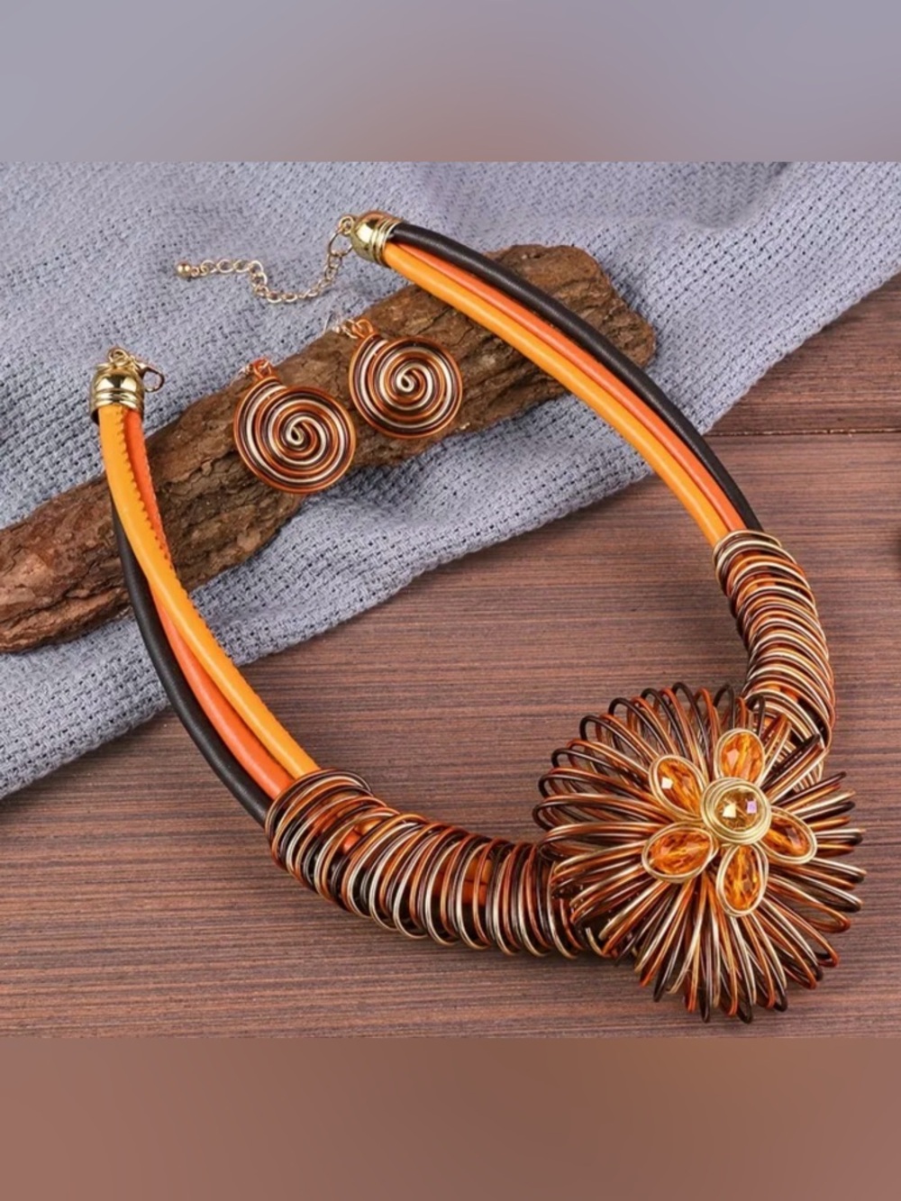 Bohemian Choker Necklace & Earrings Exaggerated - African